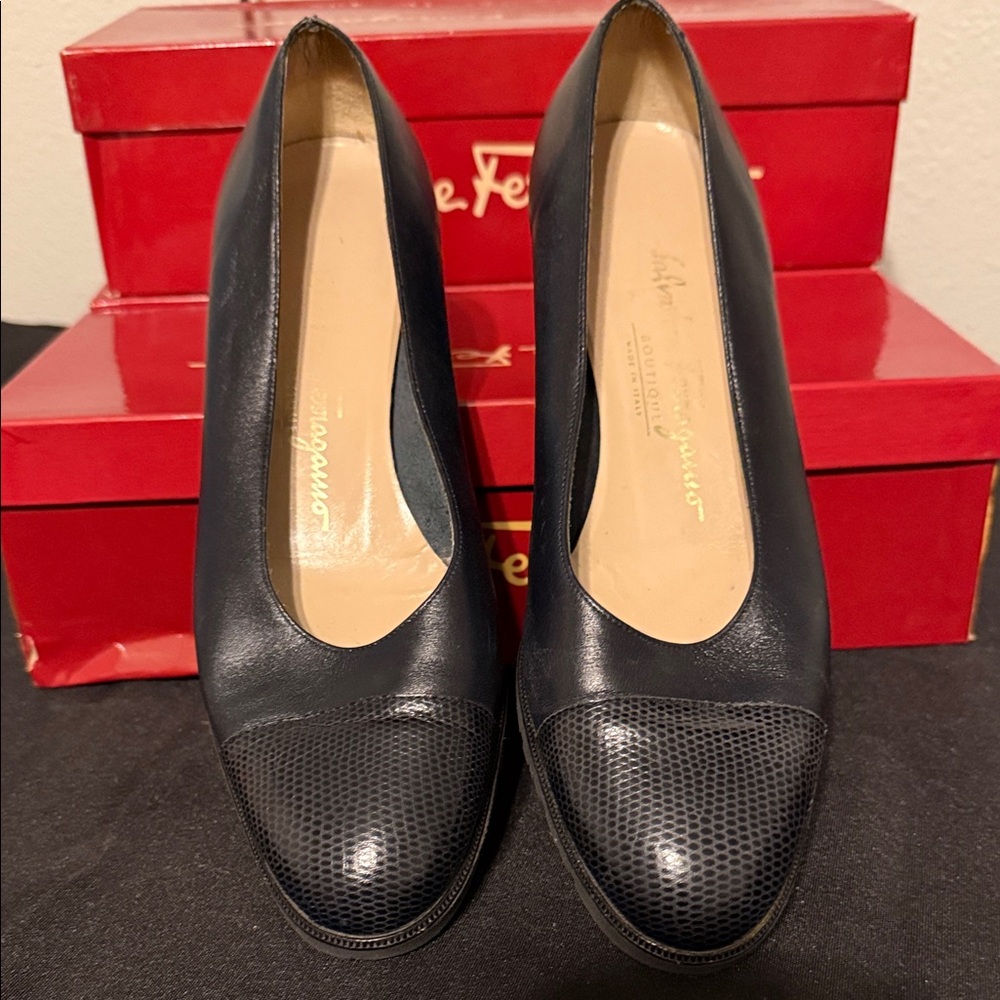 Salvatore Ferragamo Black Leather Heels